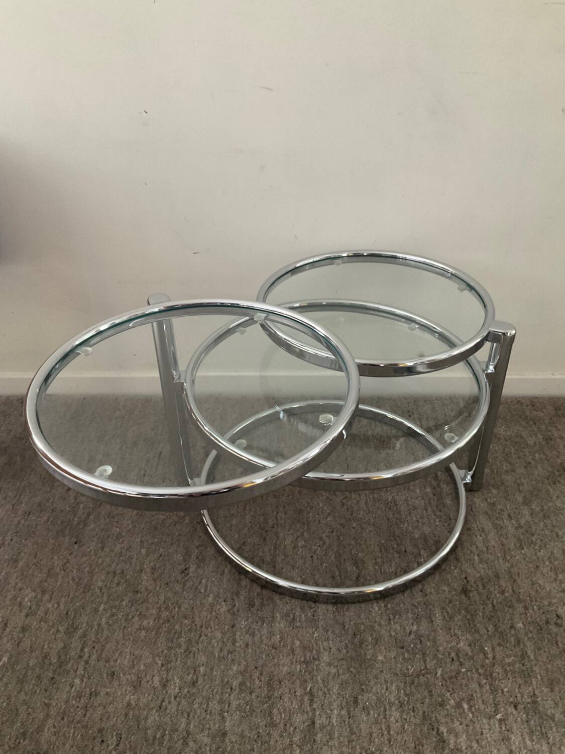 Vintage chrome coffee table with swivel tops