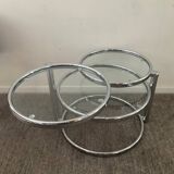 Vintage chrome coffee table with swivel tops