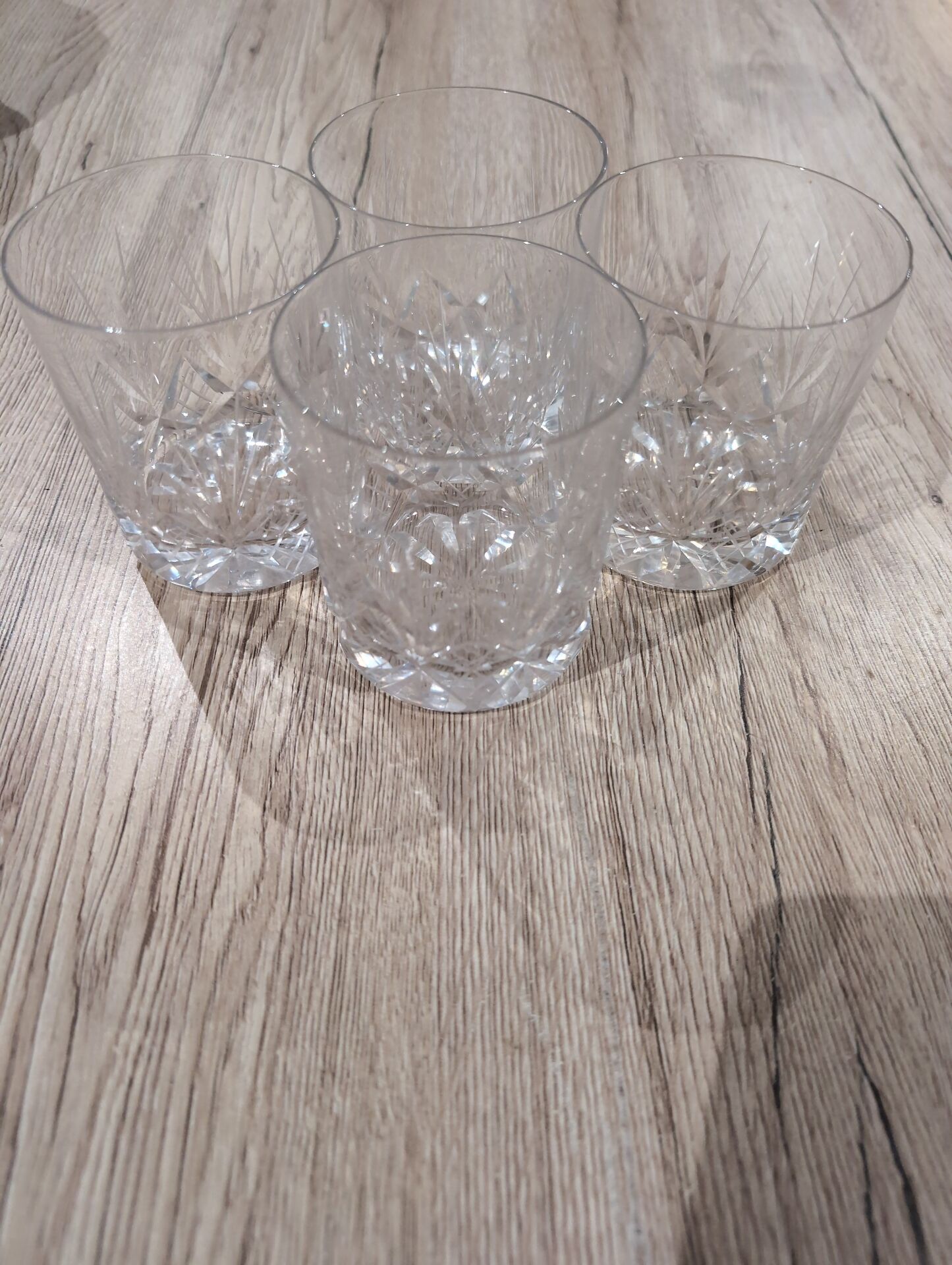 Lot 4 Verres a Whisky Cristal Taille Diamant Gobelets Old Fashioned