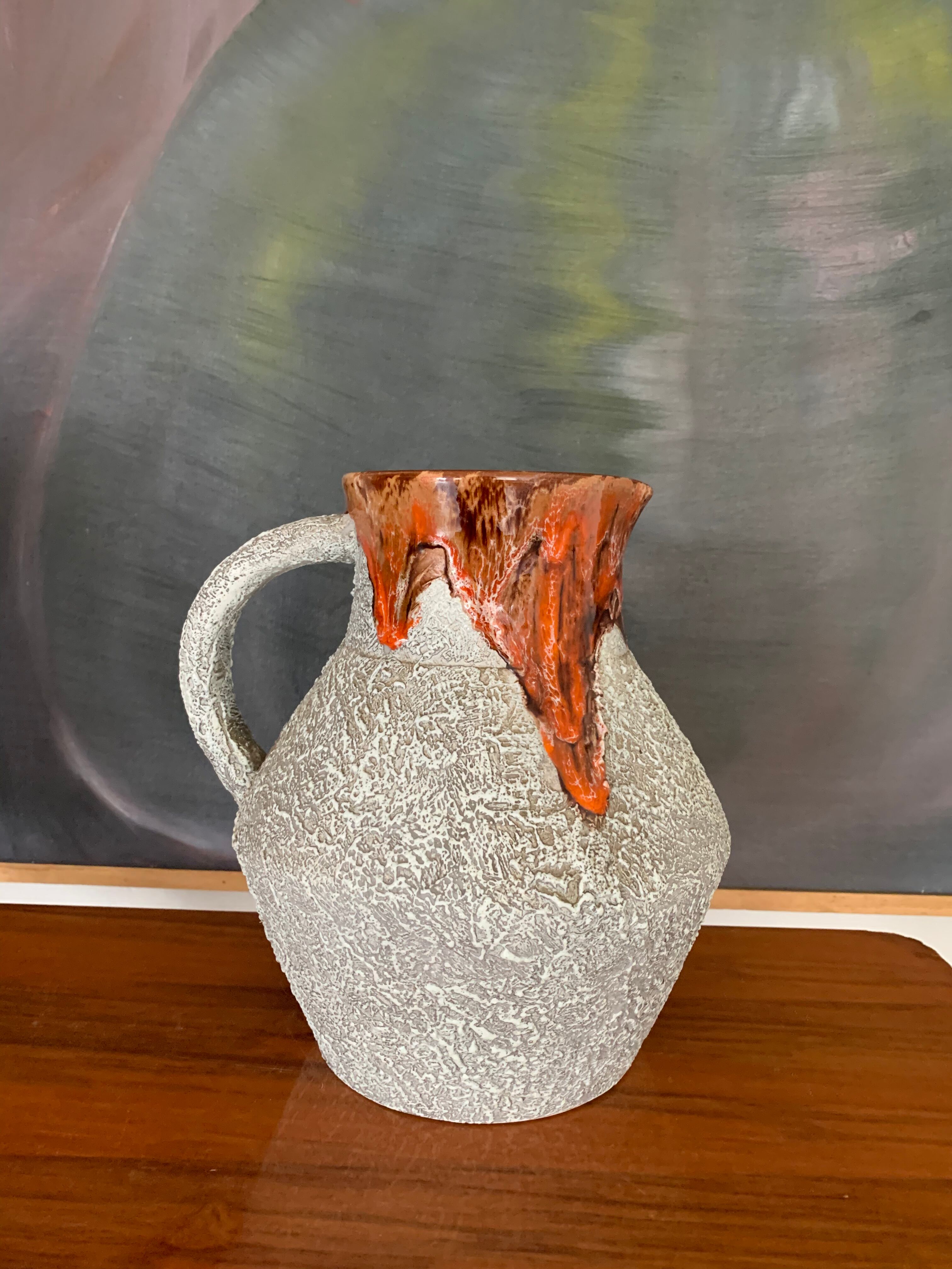 Vintage glazed pitcher and mortar duo