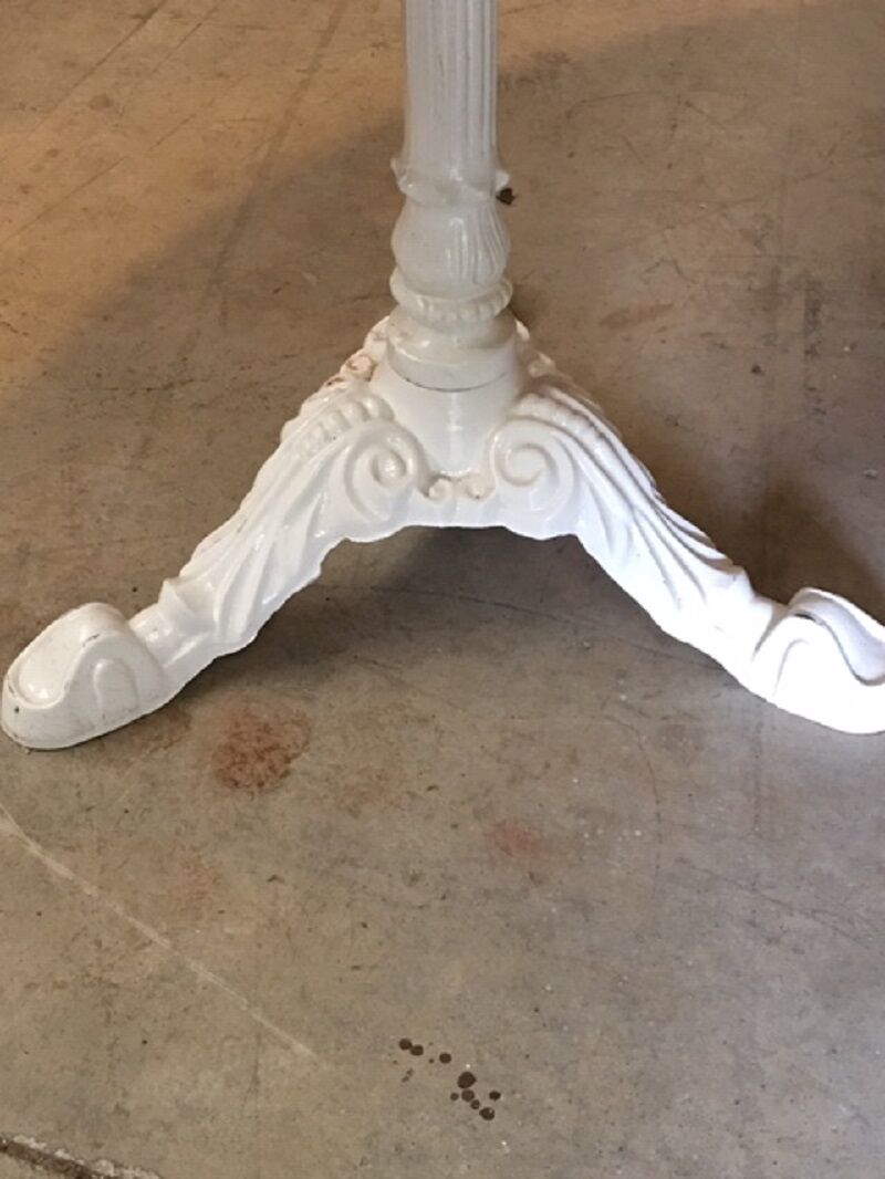Old round table cast-iron central feet and marble tray 1960