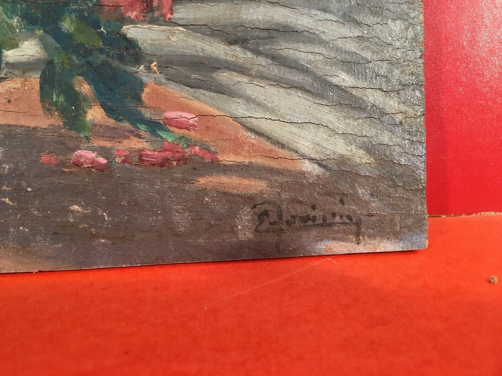 Still life oil on flower bouquet panel