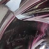 Large Val St Lambert Vase, signed. In pink tones. Twisted design/33 cm