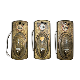 Set van drie industriële mijnlampen