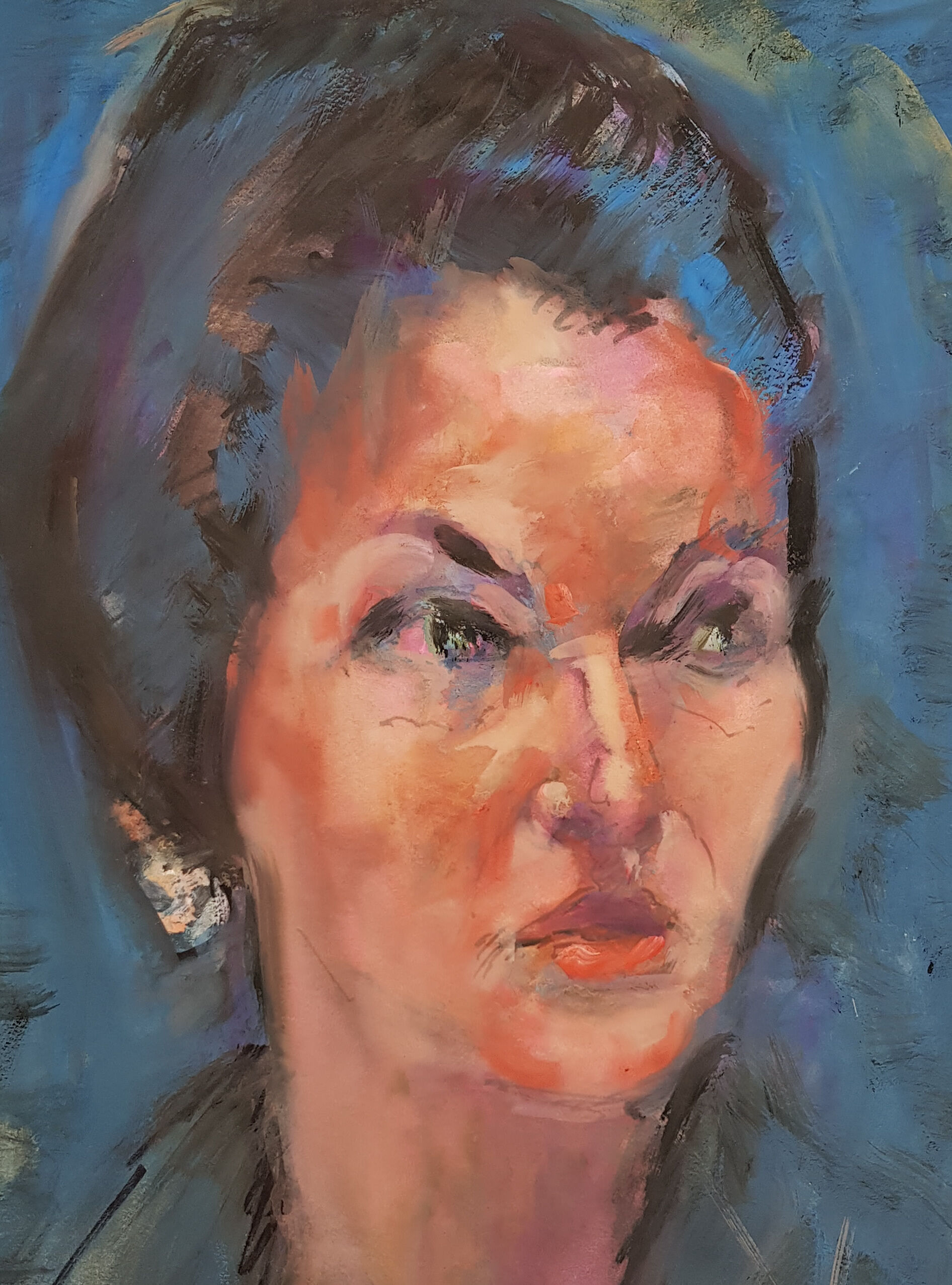 Portrait, original work by Jean Bernier studio, gouache, 1970