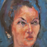 Portrait, original work by Jean Bernier studio, gouache, 1970