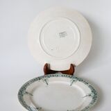 Set of 6 mismatched Iron Earth flat plates Sarreguemines and Lunéville