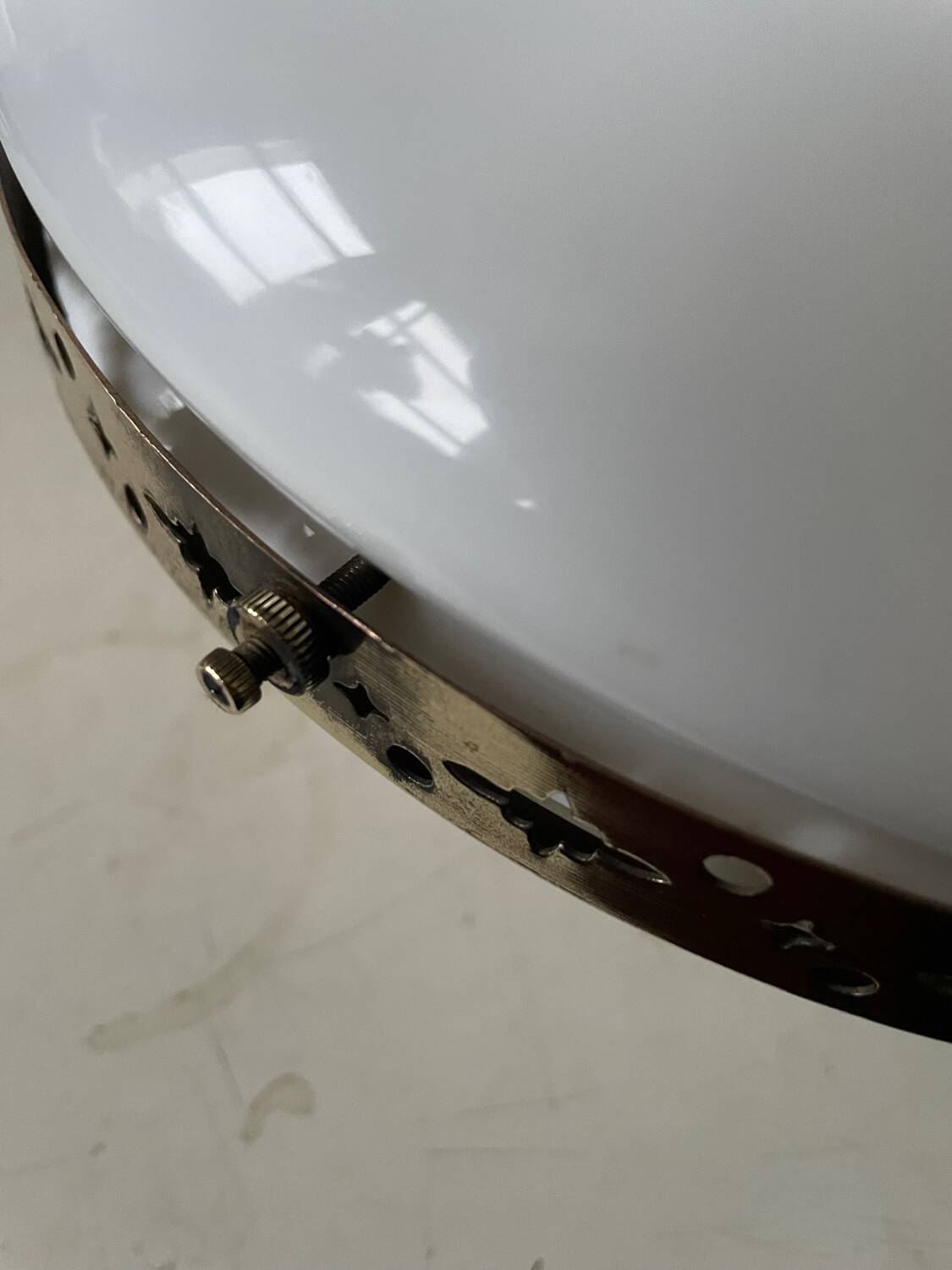 1920s opaline glass and brass pendant light