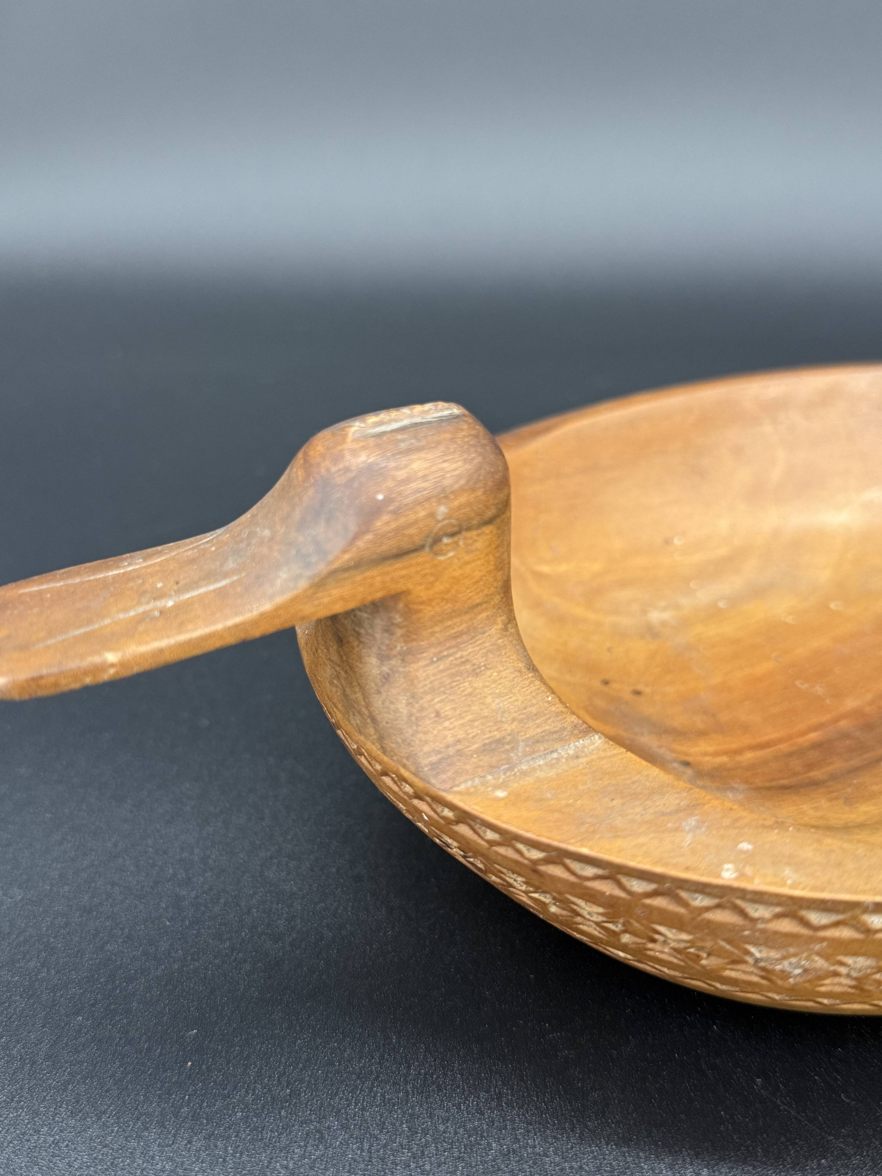 Carved wooden duck cup – Nordic folk art – 19th century
