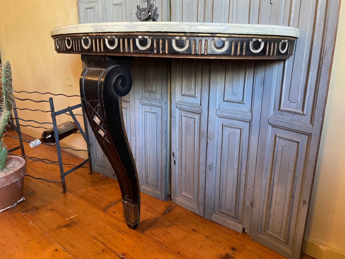 Half-moon console side table faux marble