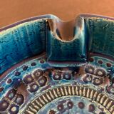 Italian blue ceramic ashtray, design Aldo Londi for Bitossi, 1960