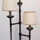 Brutalist tripod floor lamp with 3 lights in wrought iron, France circa 1950.