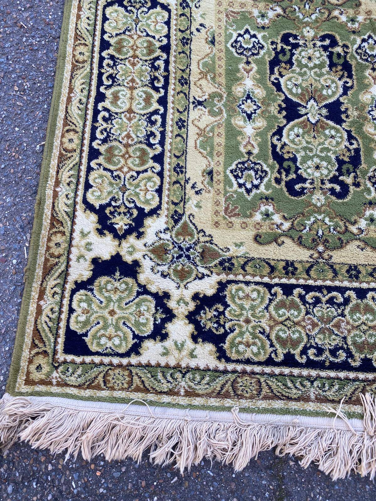Tapis oriental en laine épaisse velours Sion or et vert 200x300