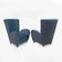 Paire de fauteuils à dossier haut italiens Paolo Buffa en velours bleu et chenille.