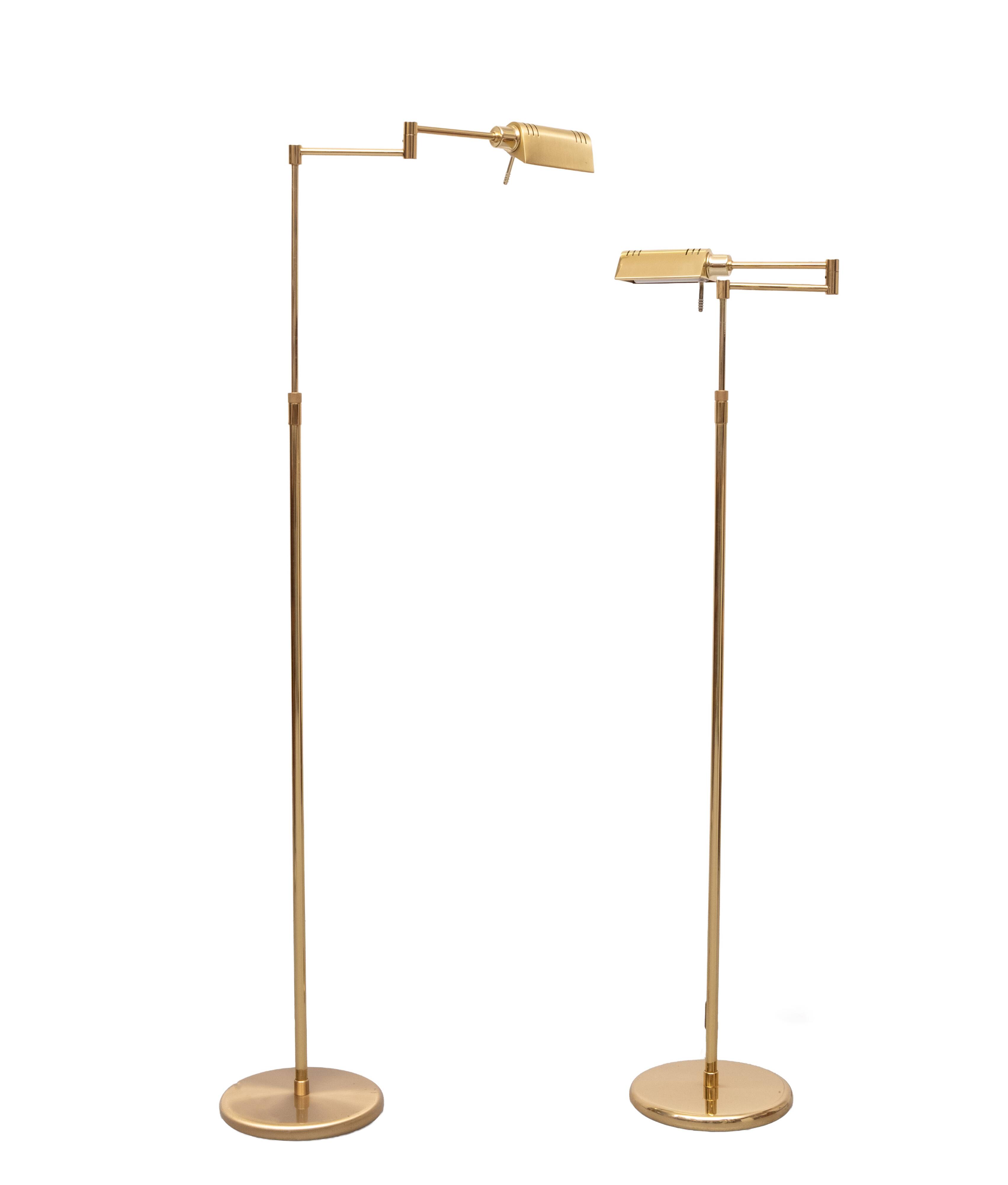 Brass Swing arm Halogen floor lamp by Holtkoetter 1980s Germany