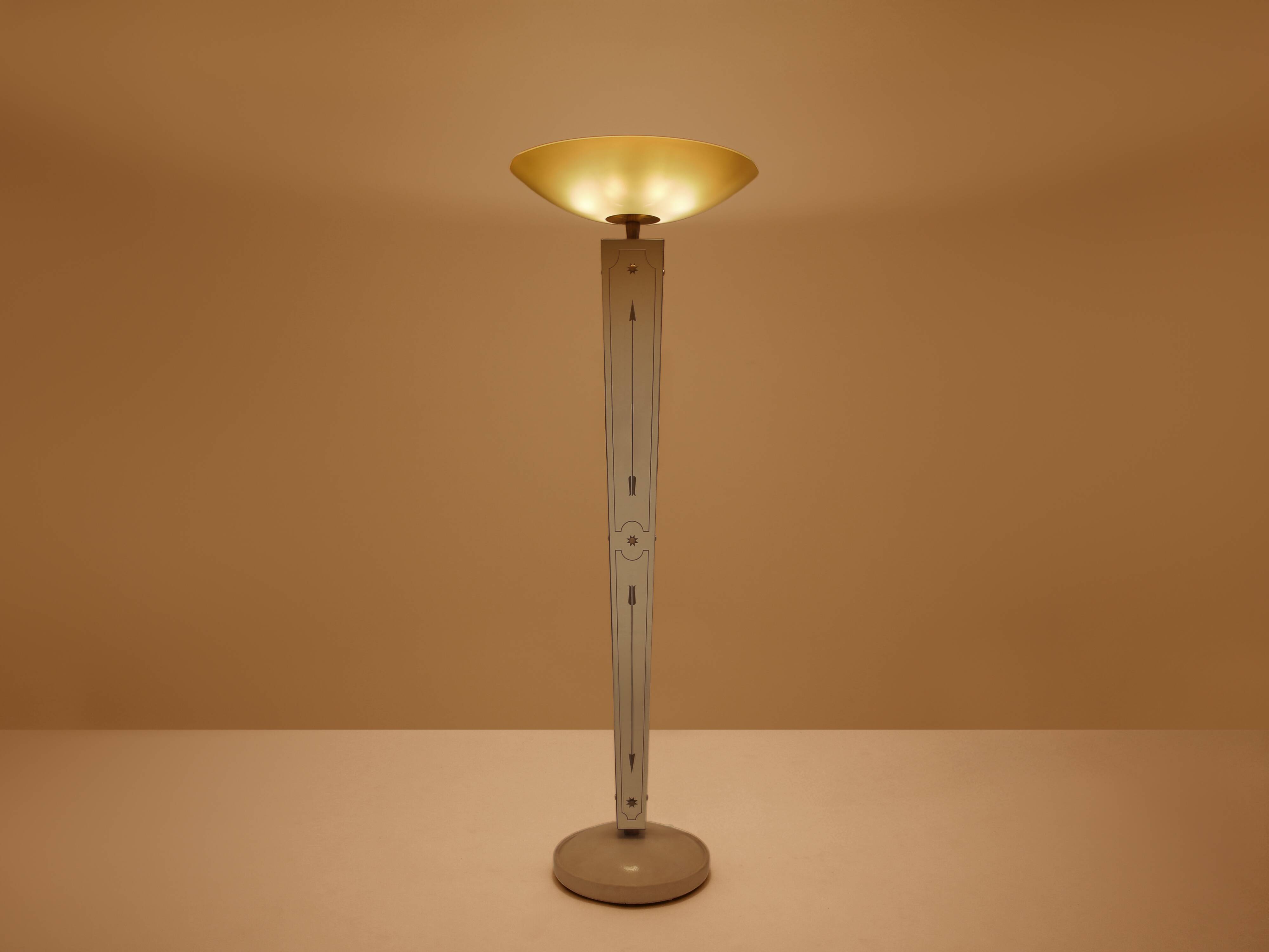 Emilio Lancia floor lamp mirror painted wood brass around 1940