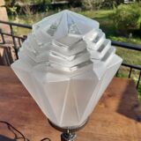 Art deco office lamp wrought iron 1930 glass frosted skyscraper