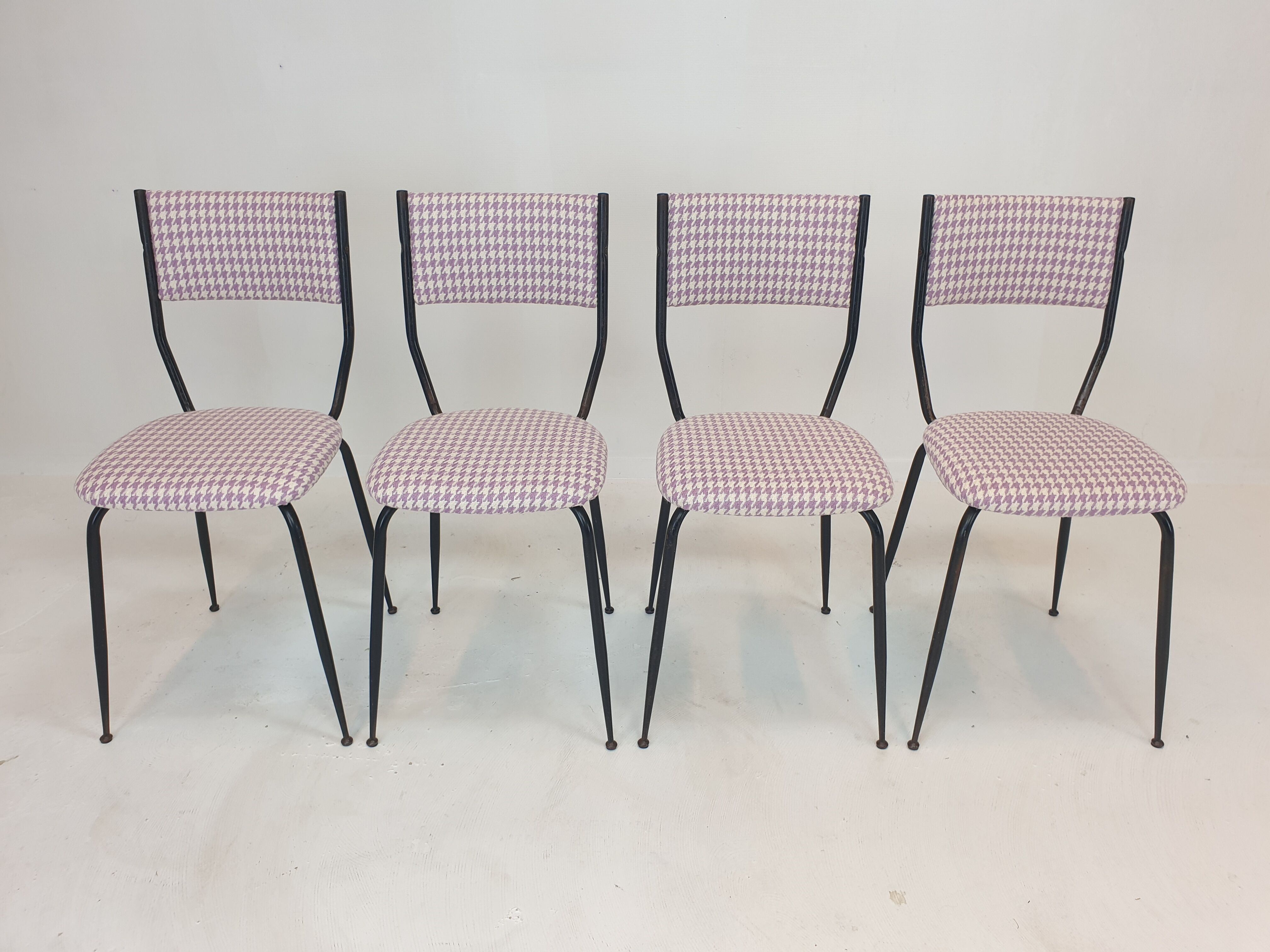 Set of 4 Italian Metal Dining Chairs, 1960's
