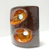 Postmodern Brown and Orange Glazed Ceramic Vase Item by Giovanni Bertoncello