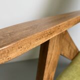 Vintage Mid-Century Modern Armchair: Lime Green Fabric and Beech Wood Frame