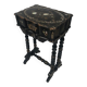 Napoleon III work table in blackened burgundy wood with gilded highlights.