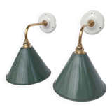 Swan neck enamelled sheet metal wall lights
