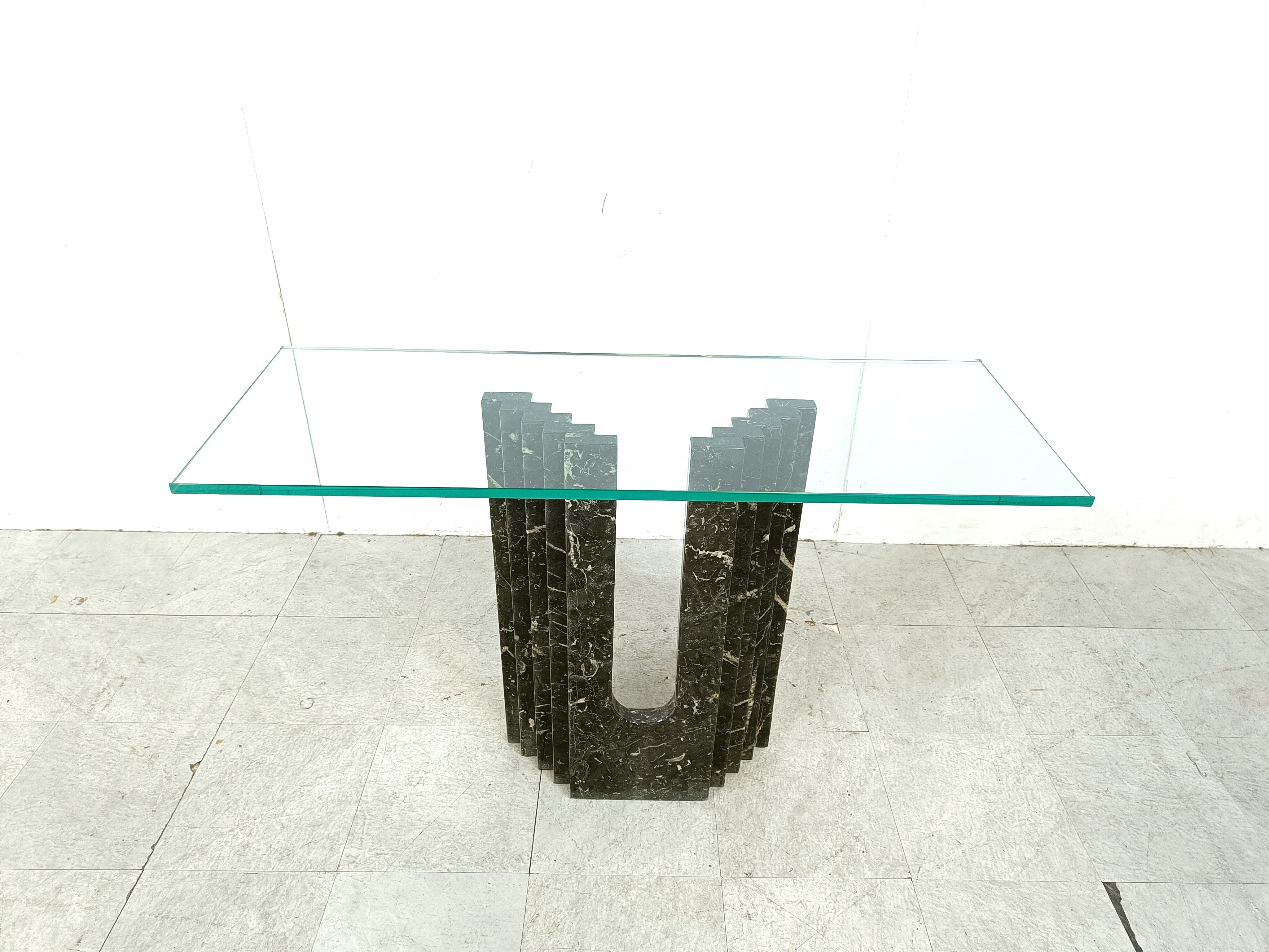 Vintage black marble console table by Cattelan Italy, 1980s