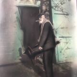 Old photo enhanced with pastels portrait of an elderly man