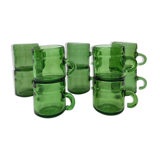 Lot of 10 vintage coffee cups green Duralex style
