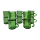 Lot de 10 tasses à café vintage style Duralex vertes