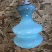 Old Suspension Opaline Blue + Thread White Decoration 70s Vintage