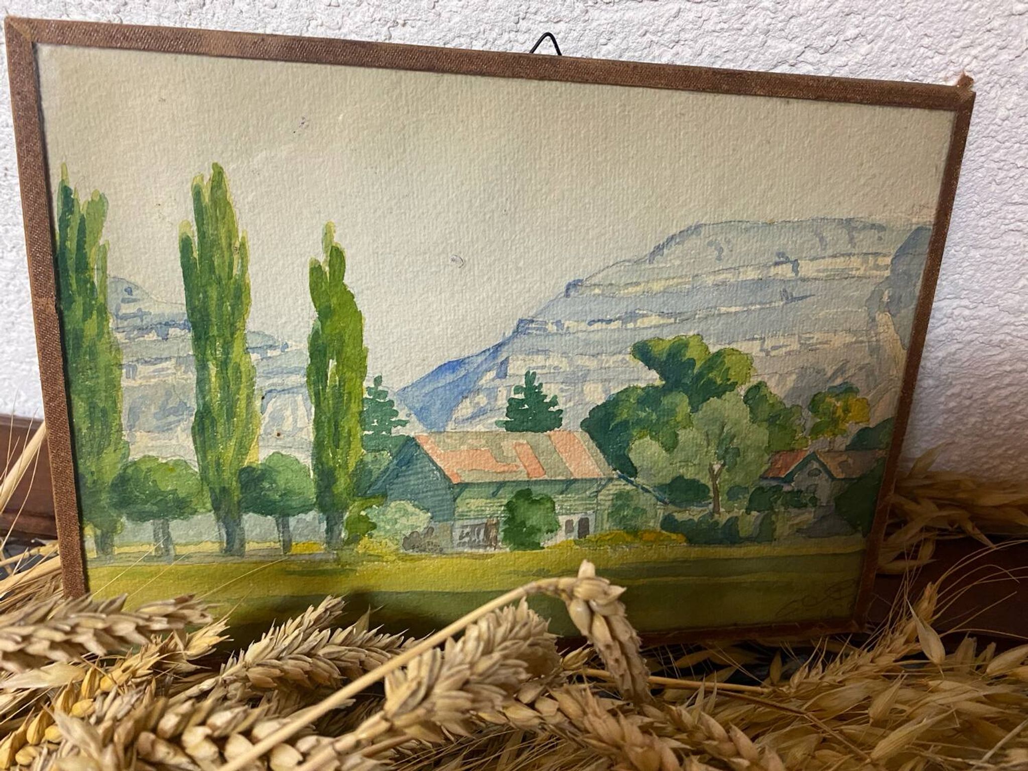 Aquarelle paysage signée de 1936