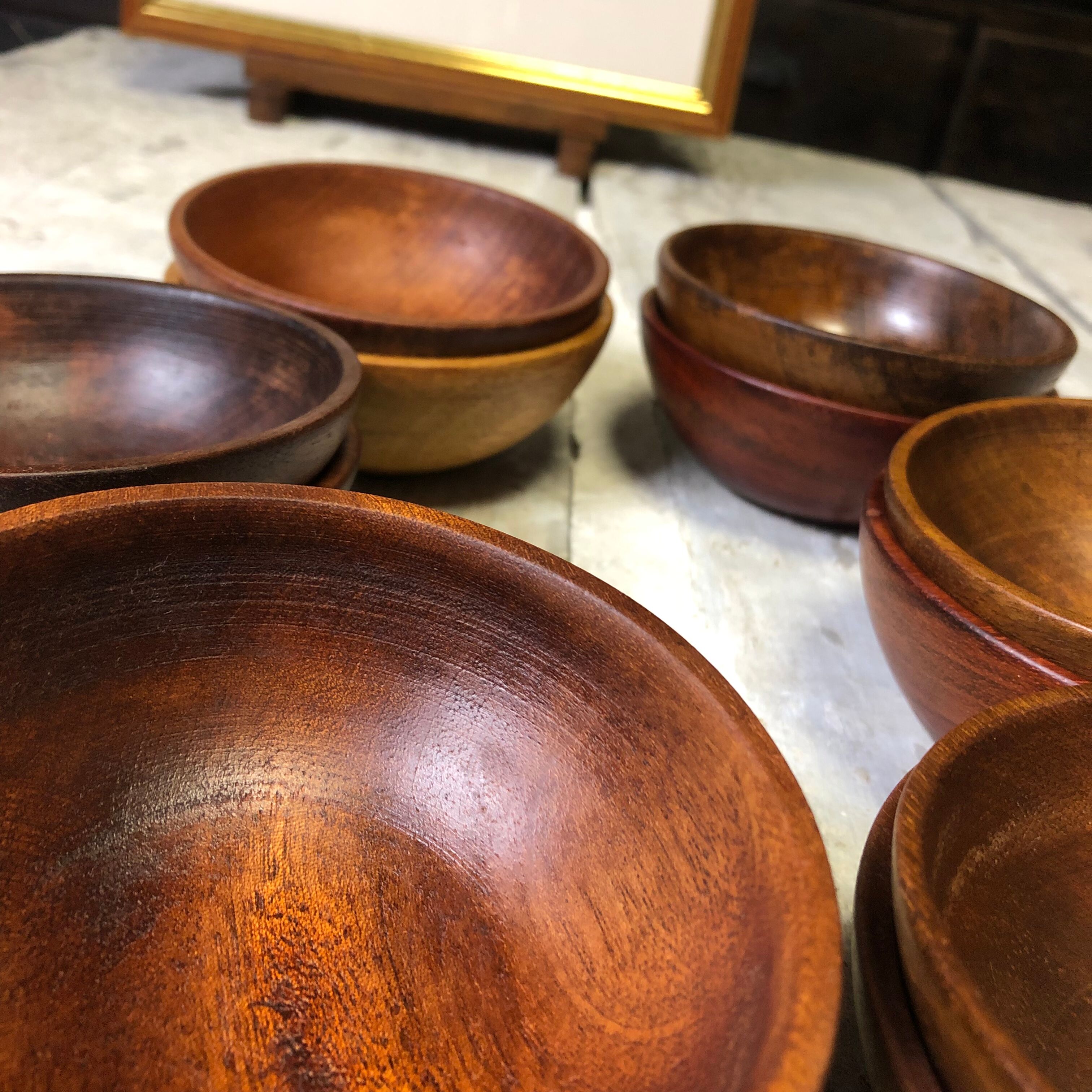 Set of 12 wooden bowls