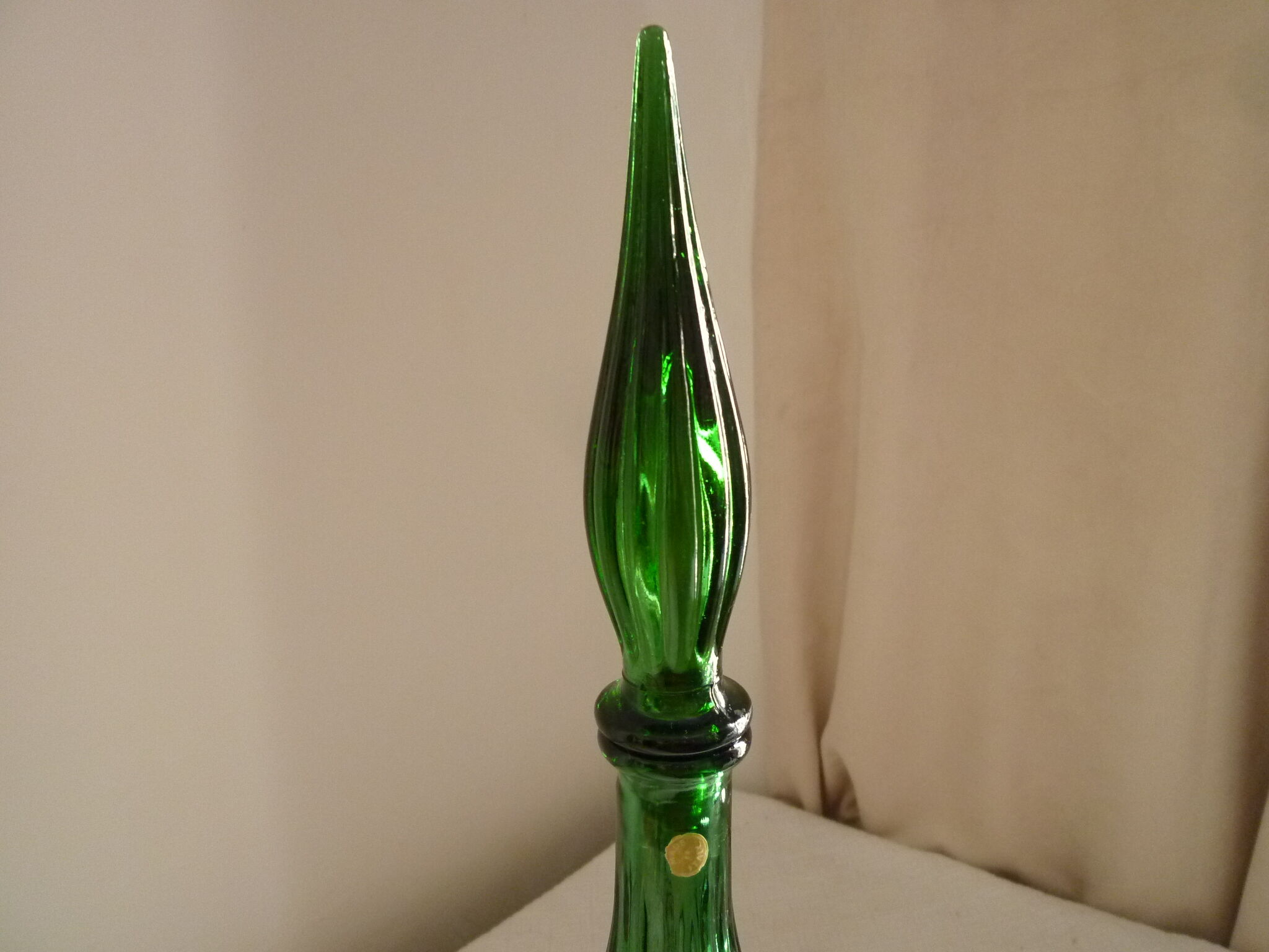 Green ribbed oblong pitcher of the 1960s