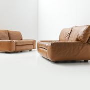 Canapés en cuir cognac Bengodi design Cini Boeri pour Arflex Italie
