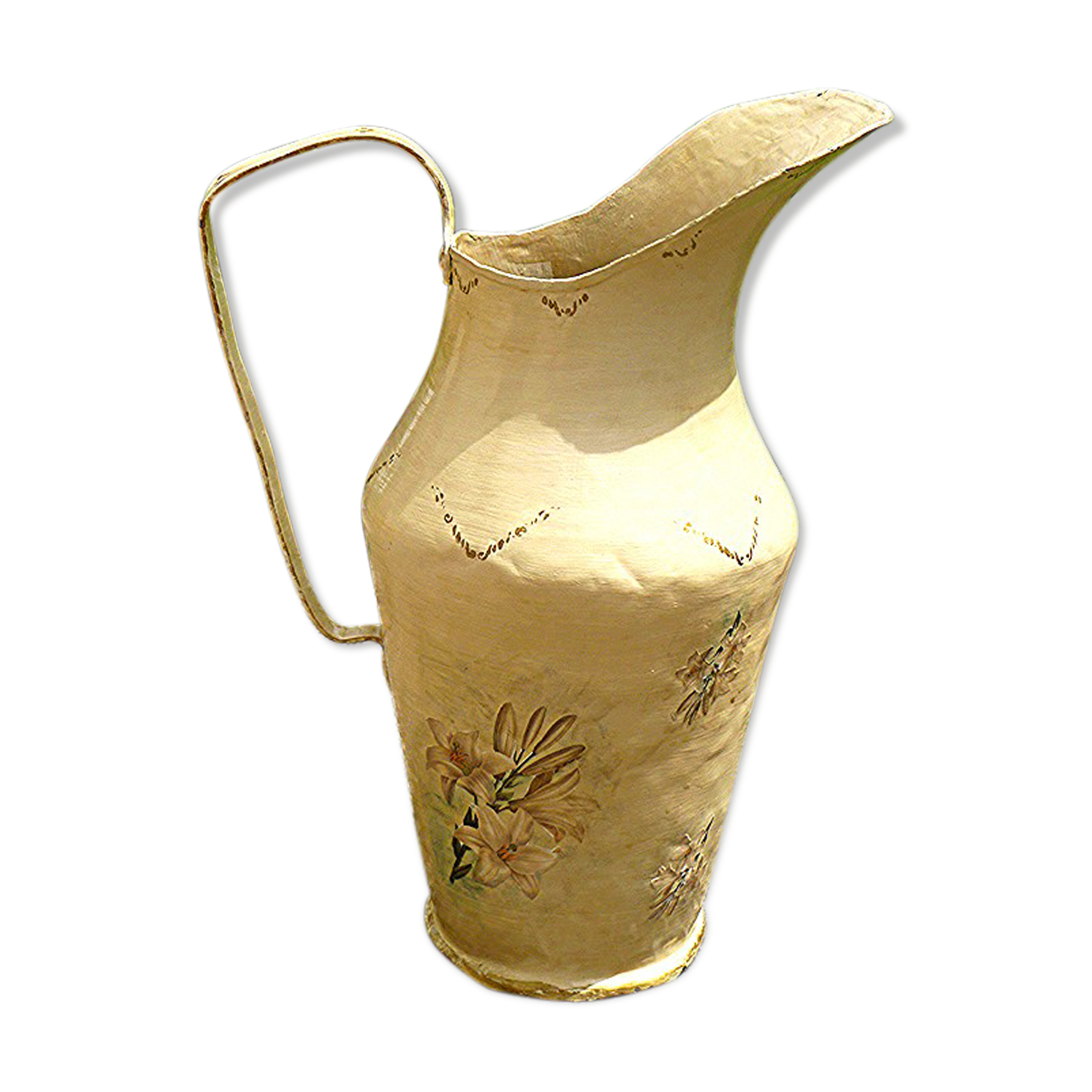 Vintage painted copper jug