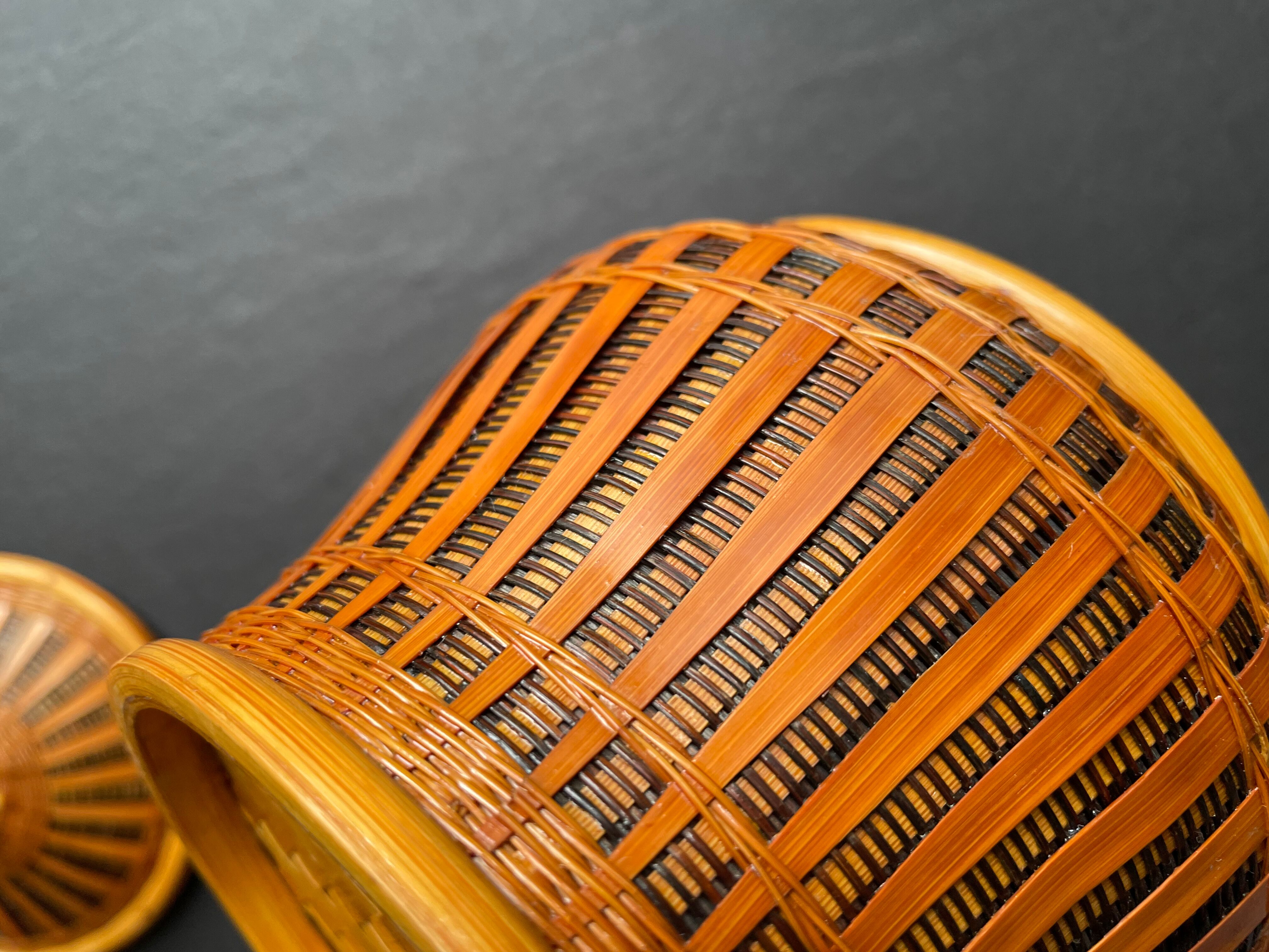 Pot with braided bamboo lid