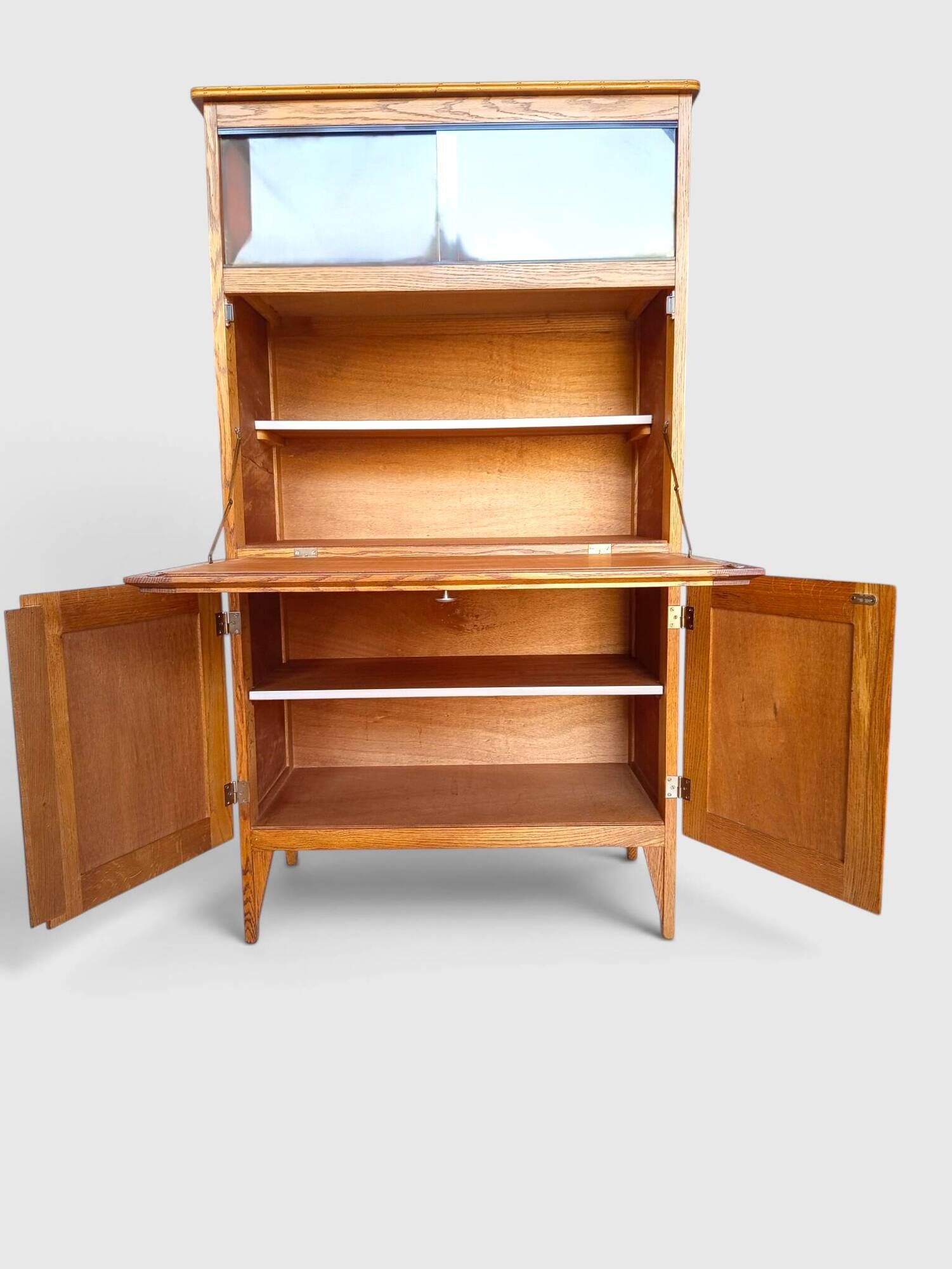 Vintage oak secretary with chestnut inlays – 1960