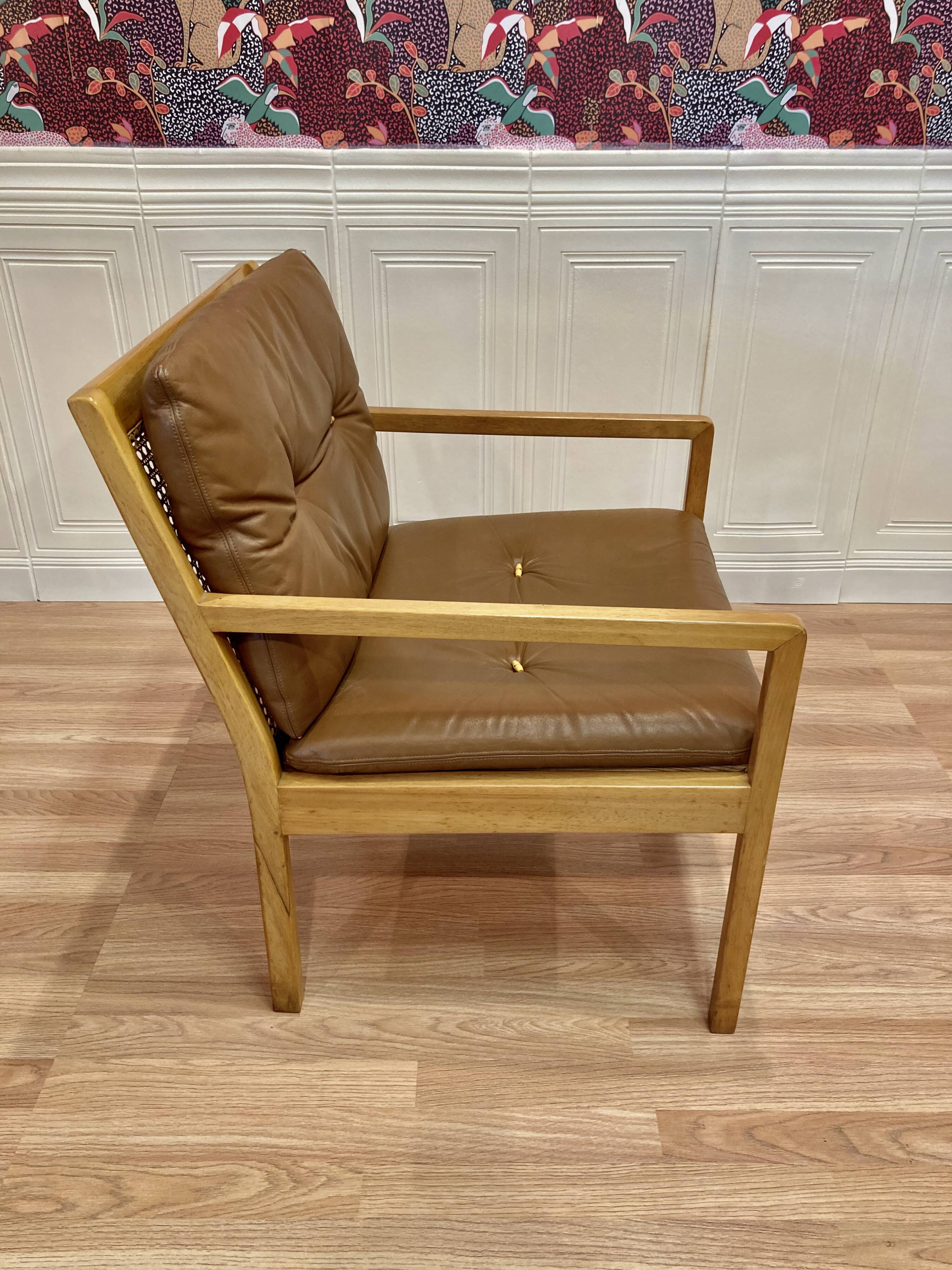 Scandinavian design leather armchair "Bernt Petersen" 1960.