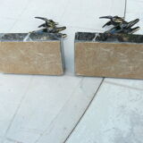 Pair of greenhouse book antelope in regulation on marble base