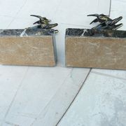 Pair of greenhouse book antelope in regulation on marble base
