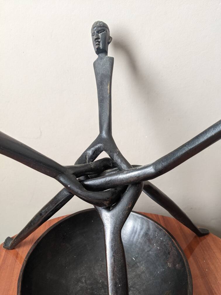 Tripod pocket emptier handcrafted African art ethnic tribal decoration