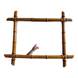 Turned wooden mirror in imitation of bamboo, mid-century, 54 cm x 67 cm