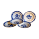 Five old "grandmother" plates with blue flowers