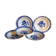 Five old "grandmother" plates with blue flowers