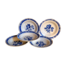Cinq assiettes "grand-mère" anciennes à fleurs bleues