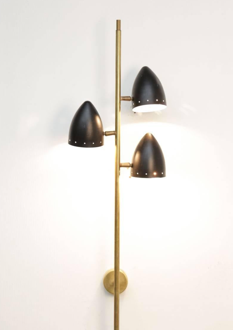 Italian wall lamp fanal 3 cones black
