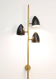 Italian wall light with 3 black cones