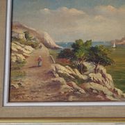 Landscape painting of the Calanques in the Mediterranean signed by Alberti.