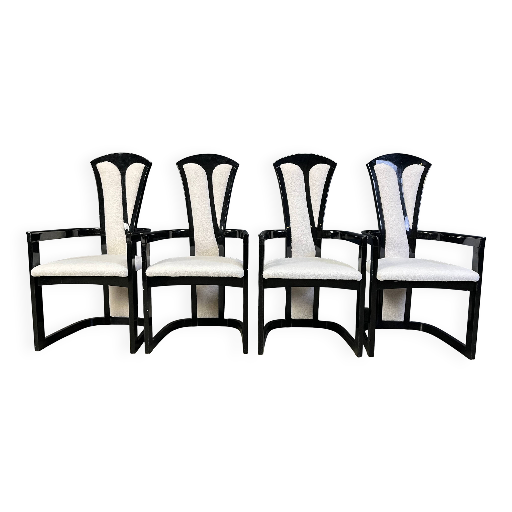 Italian lacquered wood dining chairs, 1980s